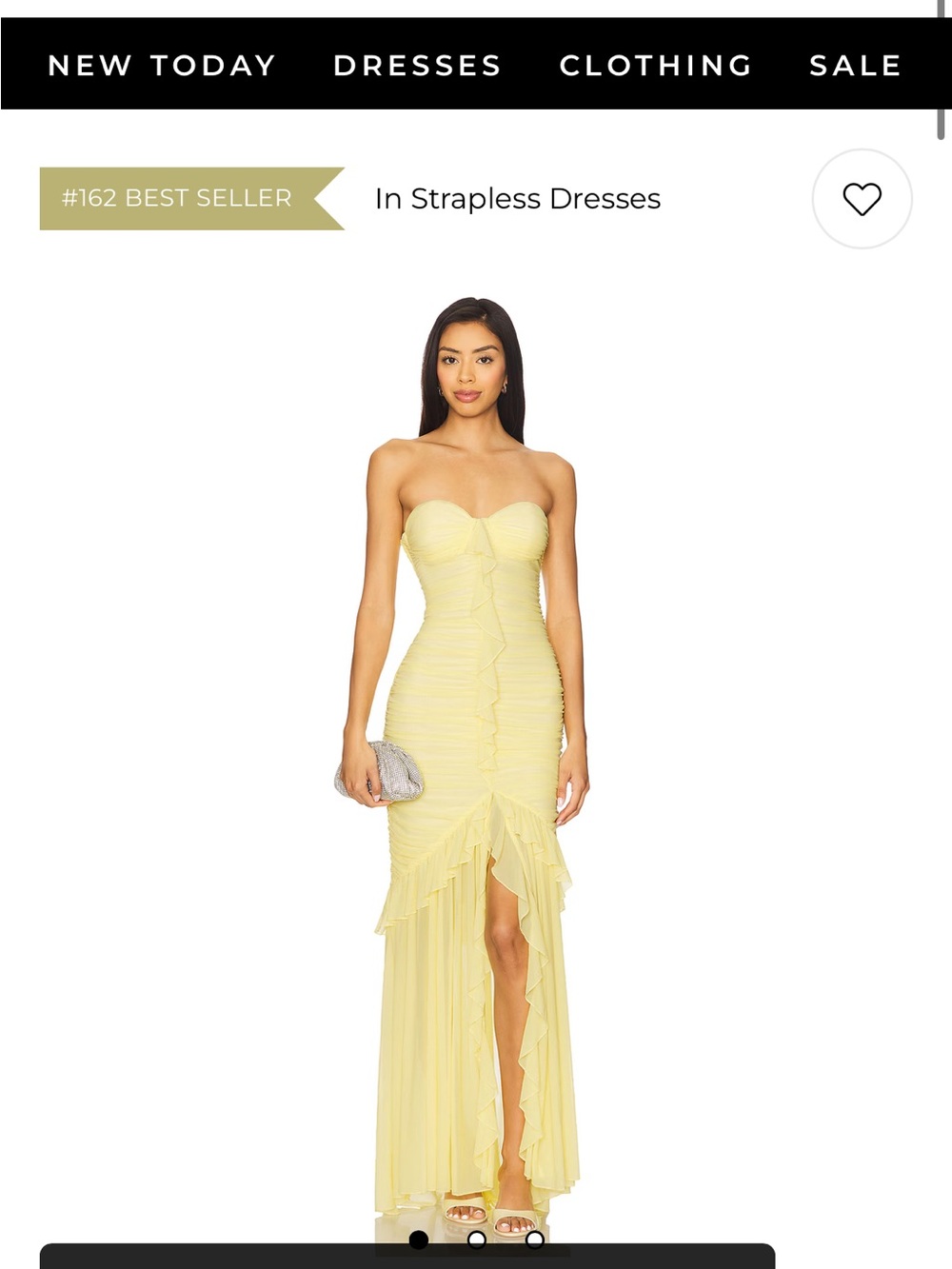 MAJORELLE Strapless Ruffled Yellow Gown